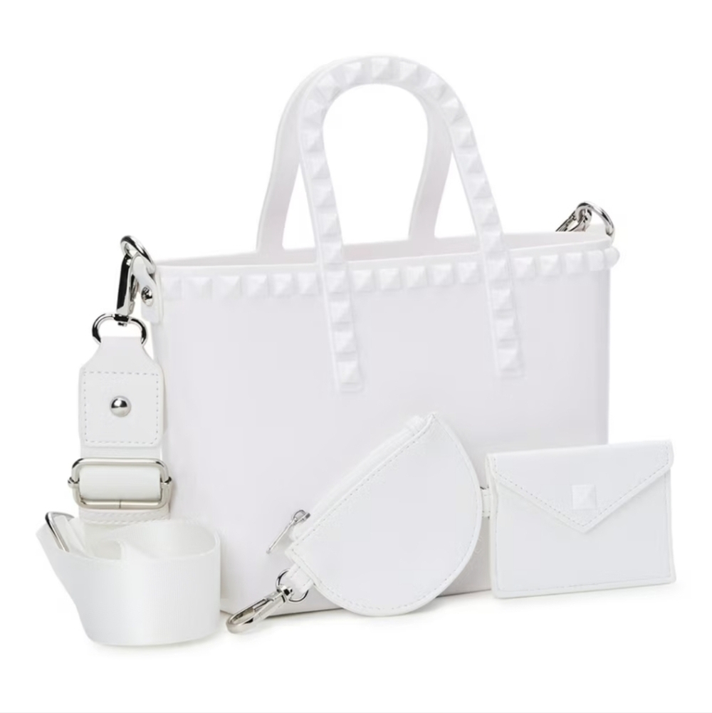 Steve Madden Jelly Studded Mini Tote With Removable Pouch White BNWT RETIRED